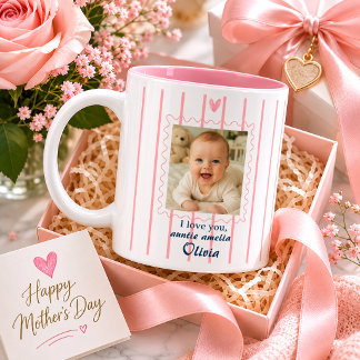 Personalisierter Tante-Foto-Becher mit Babybild Zweifarbige Tasse