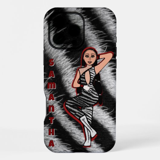 Personalisierter Tänzer Rot Zebra #2 iPhone Hülle (Rückseite)