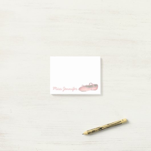 Personalisierter Tanzlehrer Rosa Ballett Slipper Post-it Klebezettel (Auf Schreibtisch)