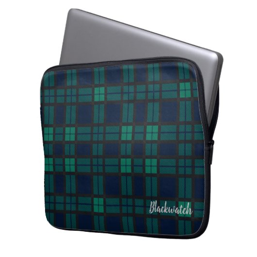 Personalisierter Tartan Clan Black Watch Karierte  Laptopschutzhülle (Vorderseite Links)