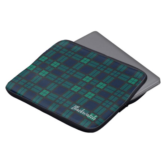 Personalisierter Tartan Clan Black Watch Karierte Laptopschutzhülle (Vorne Oben)