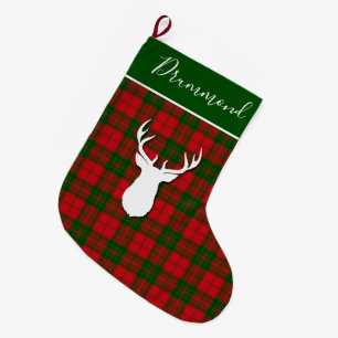 Personalisierter Tartan Deer Kariert Clan Drummond Großer Weihnachtsstrumpf
