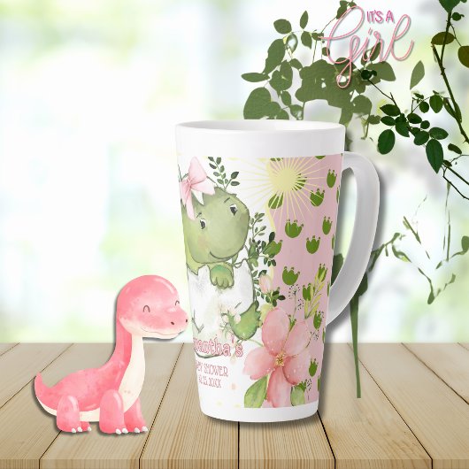 Personalisierter Tasse Geschenk mit rosa Dino-Fußa