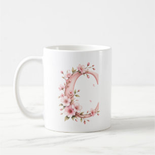 Personalisierter Tasse mit floralem Buchstaben C K