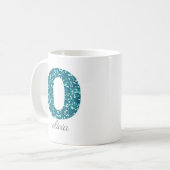 Personalisierter Tasse mit Teal Glitter Monogramm (Vorderseite Links)