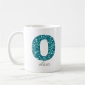 Personalisierter Tasse mit Teal Glitter Monogramm (Links)