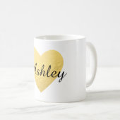 Personalisierter Tassenname und Goldherz Kaffeetasse (VorderseiteRechts)