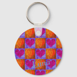 Personalisierter Tastenanschlag - Pop Art Hearts Schlüsselanhänger