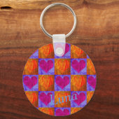 Personalisierter Tastenanschlag - Pop Art Hearts Schlüsselanhänger (Vorderseite)
