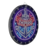 Personalisierter Tattoo Shop Nautical Neonsign Sty Dartscheibe (Vorderseite Links)