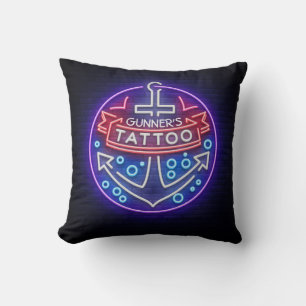 Personalisierter Tattoo Shop Nautical Neonsign Sty Kissen