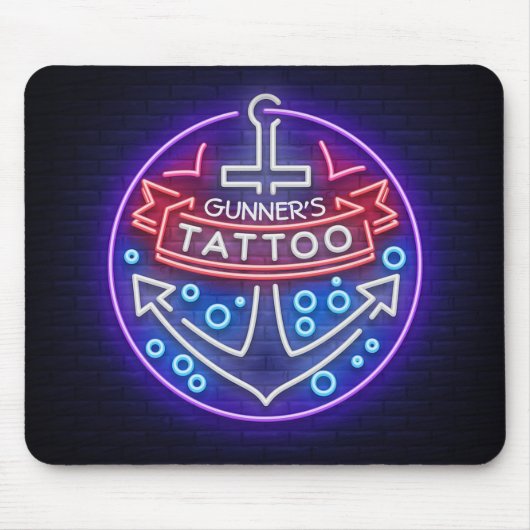 Personalisierter Tattoo Shop Nautical Neonsign Sty Mousepad (Vorne)