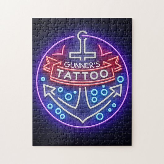 Personalisierter Tattoo Shop Nautical Neonsign Sty Puzzle (Vertikal)