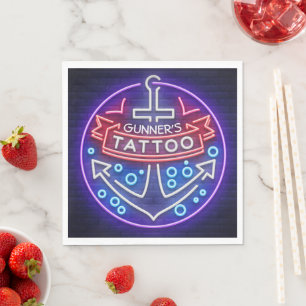 Personalisierter Tattoo Shop Nautical Neonsign Sty Serviette