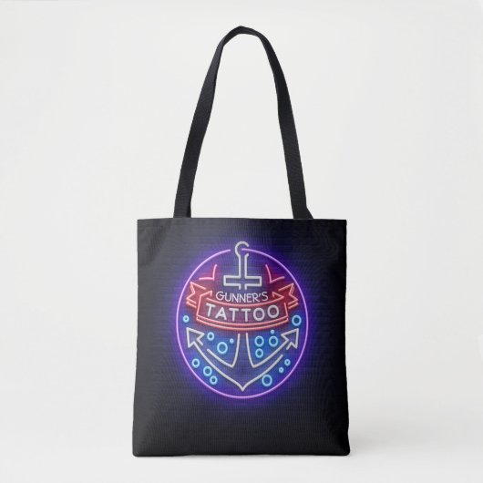 Personalisierter Tattoo Shop Nautical Neonsign Sty Tasche (Vorderseite)