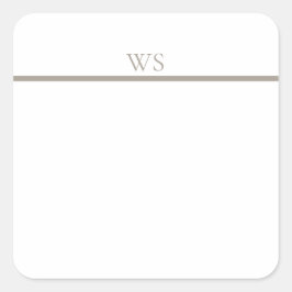 Personalisierter Taupe-Bar-Monogramm-Quadrat-Aufkl Quadratischer Aufkleber
