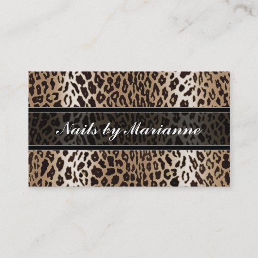 Personalisierter Taupe-Leopard-Tierdruck Visitenkarte (Vorderseite)