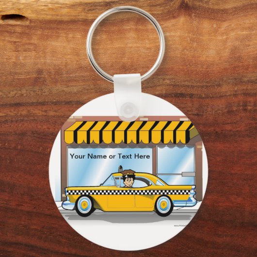 Personalisierter Taxifahrer - männlicher Cartoon Schlüsselanhänger (Vorderseite)