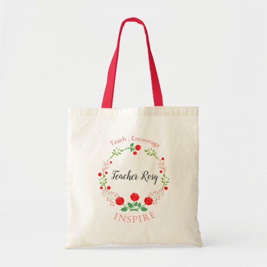 Personalisierter Teacher Tote Beutel (Blume Rahmen Tragetasche (Vorne)