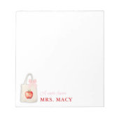 Personalisierter Teacher Tote Tasche mit rosa Bow Notizblock (Vorderseite)