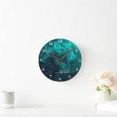 Personalisierter Teal Rauch Runde Wanduhr (Zuhause)