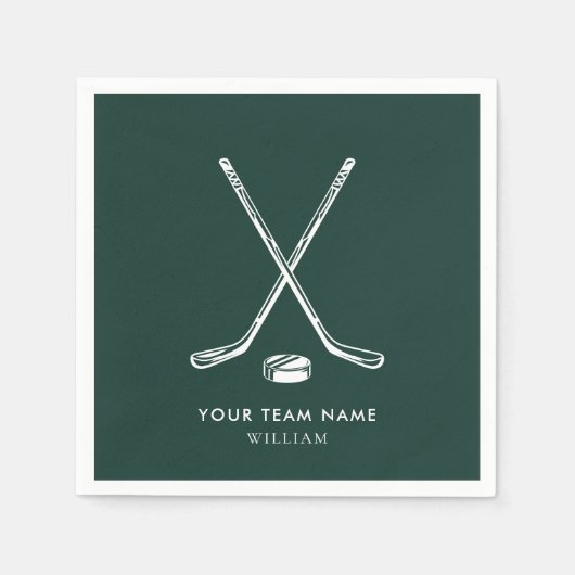 Personalisierter Teamname Eishockey Green Custom Serviette (Vorderseite)