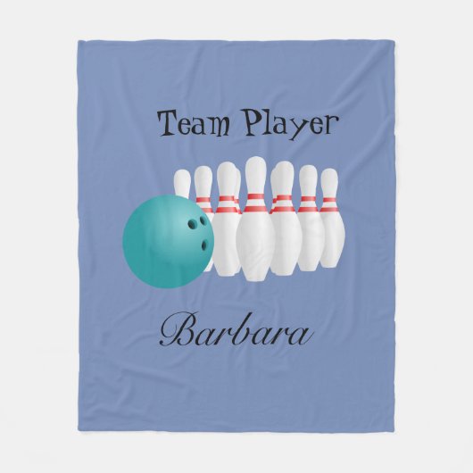 Personalisierter Teamplayer im Bowling Fleecedecke (Vorderseite)