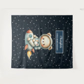 Personalisierter Teddy Astronaut Junge Geburtstags Wandteppich (Vorderseite (Horizontal))