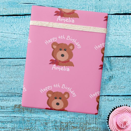 Personalisierter Teddy Bär Geburtstagswrapping Pap Geschenkpapier
