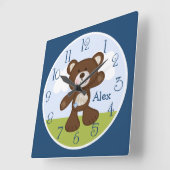 Personalisierter Teddy Bär Kinderuhr Quadratische Wanduhr (Winkel)