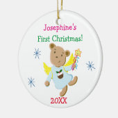 Personalisierter Teddy-Bärn-Engels-erstes Keramikornament (Links)