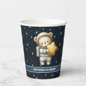 Personalisierter Teddy Bear Astronaut Junge Geburt Pappbecher (Rückseite)