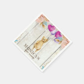 Personalisierter Teddy Bear Rustikale Babydusche Serviette (Ecke)
