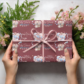 Personalisierter Teddy Bear und Balloon Baby Dusch Geschenkpapier