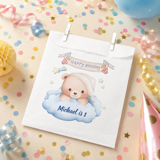 Personalisierter Teddybär 1. Geburtstags-Geschenkb Geschenktütchen