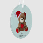 Personalisierter Teddybär auf Light Blue Ornament (Vorderseite)