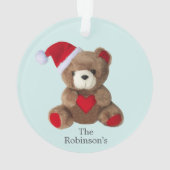 Personalisierter Teddybär auf Light Blue Ornament (Rückseite)