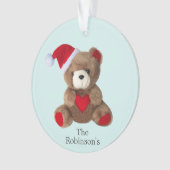 Personalisierter Teddybär auf Light Blue Ornament (Vorderseite)