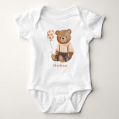 Personalisierter Teddybär Baby Strampler (Vorderseite)