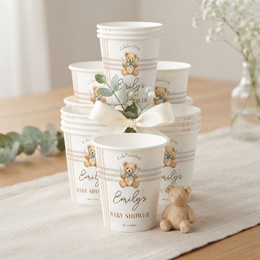 Personalisierter Teddybär-Babyshower 'We Can Bearl Pappbecher