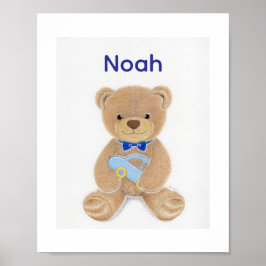 Personalisierter Teddybär für Babyjungen-Nursery  Poster