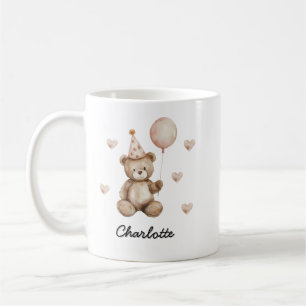 Personalisierter Teddybär-Geburtstags-Baby-Becher Kaffeetasse