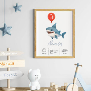 Personalisierter Teddybär mit Balloons-Kinderzimme Poster