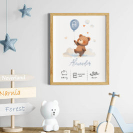 Personalisierter Teddybär mit Balloons-Kinderzimme Poster