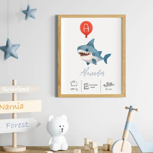 Personalisierter Teddybär mit Balloons-Kinderzimme Poster