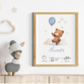Personalisierter Teddybär mit Balloons-Kinderzimme Poster