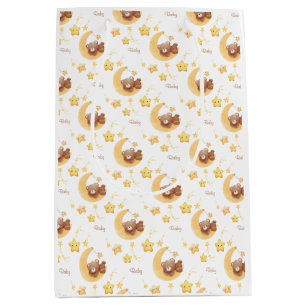 Personalisierter Teddybär Mond Baby Shower Mittlere Geschenktüte