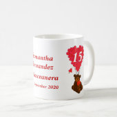 Personalisierter Teddybär Quinceanera Kaffeetasse (VorderseiteRechts)