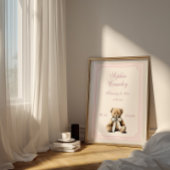 Personalisierter Teddybär Rosa Geburtsinfo-Poster Poster