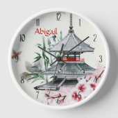 Personalisierter Tempel, Bamboo, Kirschblüten Japa Uhr (Vorderseite)